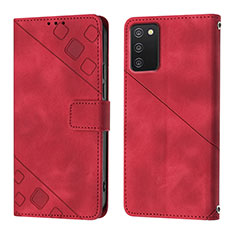 Funda de Cuero Cartera con Soporte Carcasa YB1 para Samsung Galaxy A03s Rojo