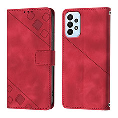 Funda de Cuero Cartera con Soporte Carcasa YB1 para Samsung Galaxy A13 4G Rojo