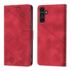 Funda de Cuero Cartera con Soporte Carcasa YB1 para Samsung Galaxy A14 5G Rojo