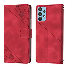 Funda de Cuero Cartera con Soporte Carcasa YB1 para Samsung Galaxy A32 4G Rojo