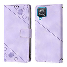 Funda de Cuero Cartera con Soporte Carcasa YB1 para Samsung Galaxy F12 Morado