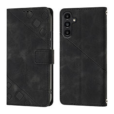 Funda de Cuero Cartera con Soporte Carcasa YB1 para Samsung Galaxy Jump3 5G Negro