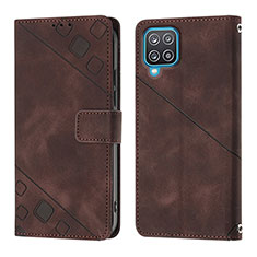 Funda de Cuero Cartera con Soporte Carcasa YB1 para Samsung Galaxy M12 Marron