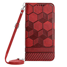 Funda de Cuero Cartera con Soporte Carcasa YB1 para Samsung Galaxy Quantum4 5G Rojo