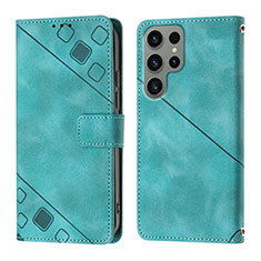 Funda de Cuero Cartera con Soporte Carcasa YB1 para Samsung Galaxy S23 Ultra 5G Cian