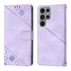 Funda de Cuero Cartera con Soporte Carcasa YB1 para Samsung Galaxy S23 Ultra 5G Purpura Claro