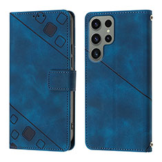 Funda de Cuero Cartera con Soporte Carcasa YB1 para Samsung Galaxy S24 Ultra 5G Azul