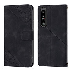 Funda de Cuero Cartera con Soporte Carcasa YB1 para Sony Xperia 1 IV Negro