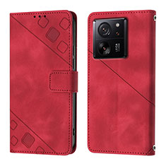 Funda de Cuero Cartera con Soporte Carcasa YB1 para Xiaomi Mi 13T Pro 5G Rojo