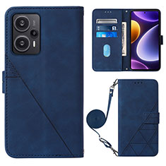 Funda de Cuero Cartera con Soporte Carcasa YB1 para Xiaomi Poco F5 5G Azul