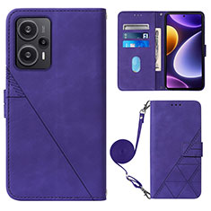 Funda de Cuero Cartera con Soporte Carcasa YB1 para Xiaomi Poco F5 5G Morado