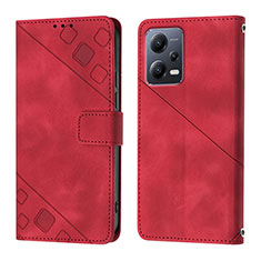 Funda de Cuero Cartera con Soporte Carcasa YB1 para Xiaomi Poco X5 5G Rojo