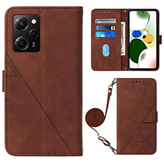 Funda de Cuero Cartera con Soporte Carcasa YB1 para Xiaomi Poco X5 Pro 5G Marron