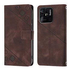 Funda de Cuero Cartera con Soporte Carcasa YB1 para Xiaomi Redmi 10 Power Marron