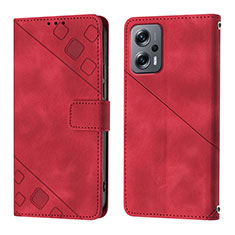 Funda de Cuero Cartera con Soporte Carcasa YB1 para Xiaomi Redmi K50i 5G Rojo