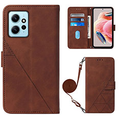 Funda de Cuero Cartera con Soporte Carcasa YB1 para Xiaomi Redmi Note 12 4G Marron