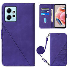 Funda de Cuero Cartera con Soporte Carcasa YB1 para Xiaomi Redmi Note 12 4G Morado