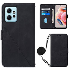 Funda de Cuero Cartera con Soporte Carcasa YB1 para Xiaomi Redmi Note 12 4G Negro