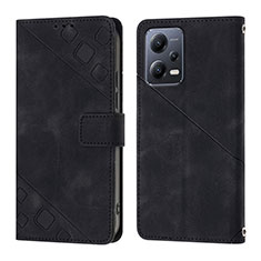 Funda de Cuero Cartera con Soporte Carcasa YB1 para Xiaomi Redmi Note 12 5G Negro