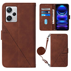 Funda de Cuero Cartera con Soporte Carcasa YB1 para Xiaomi Redmi Note 12 Explorer Marron