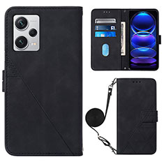 Funda de Cuero Cartera con Soporte Carcasa YB1 para Xiaomi Redmi Note 12 Pro+ Plus 5G Negro