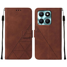 Funda de Cuero Cartera con Soporte Carcasa YB2 para Huawei Honor X6a Marron