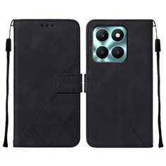 Funda de Cuero Cartera con Soporte Carcasa YB2 para Huawei Honor X6a Negro