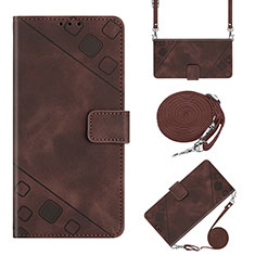 Funda de Cuero Cartera con Soporte Carcasa YB2 para Motorola Moto E13 Marron