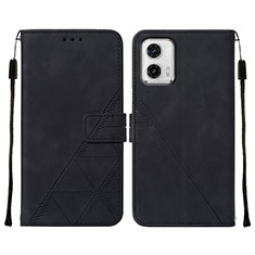 Funda de Cuero Cartera con Soporte Carcasa YB2 para Motorola Moto G73 5G Negro