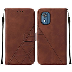 Funda de Cuero Cartera con Soporte Carcasa YB2 para Nokia C02 Marron