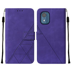 Funda de Cuero Cartera con Soporte Carcasa YB2 para Nokia C02 Morado