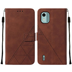 Funda de Cuero Cartera con Soporte Carcasa YB2 para Nokia C12 Marron