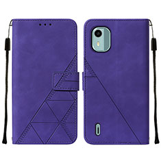 Funda de Cuero Cartera con Soporte Carcasa YB2 para Nokia C12 Morado