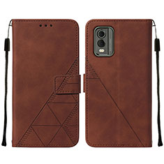 Funda de Cuero Cartera con Soporte Carcasa YB2 para Nokia C32 Marron