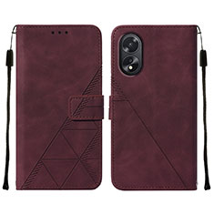 Funda de Cuero Cartera con Soporte Carcasa YB2 para Oppo A38 Rojo