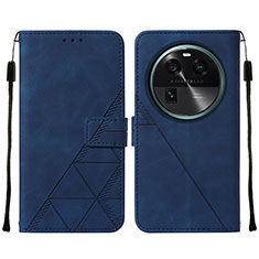 Funda de Cuero Cartera con Soporte Carcasa YB2 para Oppo Find X6 5G Azul