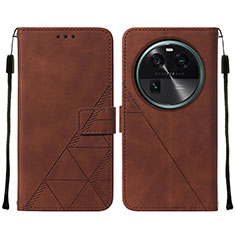 Funda de Cuero Cartera con Soporte Carcasa YB2 para Oppo Find X6 5G Marron