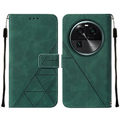 Funda de Cuero Cartera con Soporte Carcasa YB2 para Oppo Find X6 5G Verde