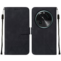 Funda de Cuero Cartera con Soporte Carcasa YB2 para Oppo Find X6 Pro 5G Negro