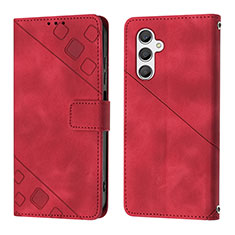 Funda de Cuero Cartera con Soporte Carcasa YB2 para Samsung Galaxy A24 4G Rojo