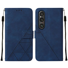 Funda de Cuero Cartera con Soporte Carcasa YB2 para Sony Xperia 1 V Azul