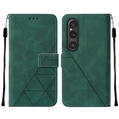 Funda de Cuero Cartera con Soporte Carcasa YB2 para Sony Xperia 1 V Verde