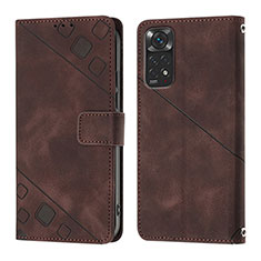 Funda de Cuero Cartera con Soporte Carcasa YB2 para Xiaomi Redmi Note 11 4G (2022) Marron