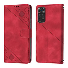 Funda de Cuero Cartera con Soporte Carcasa YB2 para Xiaomi Redmi Note 11 4G (2022) Rojo