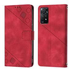 Funda de Cuero Cartera con Soporte Carcasa YB2 para Xiaomi Redmi Note 11 Pro 5G Rojo