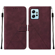 Funda de Cuero Cartera con Soporte Carcasa YB2 para Xiaomi Redmi Note 12 4G Rojo