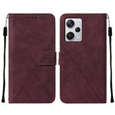 Funda de Cuero Cartera con Soporte Carcasa YB2 para Xiaomi Redmi Note 12 Explorer Rojo