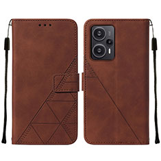 Funda de Cuero Cartera con Soporte Carcasa YB2 para Xiaomi Redmi Note 12 Turbo 5G Marron