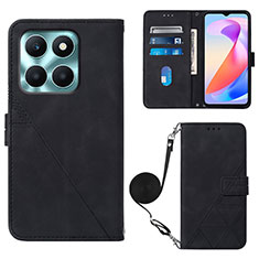 Funda de Cuero Cartera con Soporte Carcasa YB3 para Huawei Honor X6a Negro