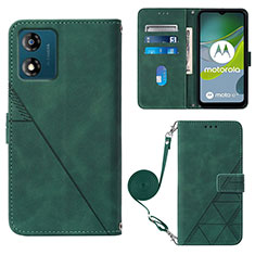 Funda de Cuero Cartera con Soporte Carcasa YB3 para Motorola Moto E13 Verde